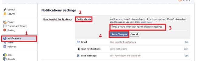 turn off facebook sound notification 2